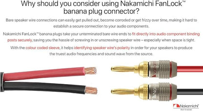 Nakamichi FanLock Excel Series 24k Gold Plated Banana Plugs 10 AWG - Image 3
