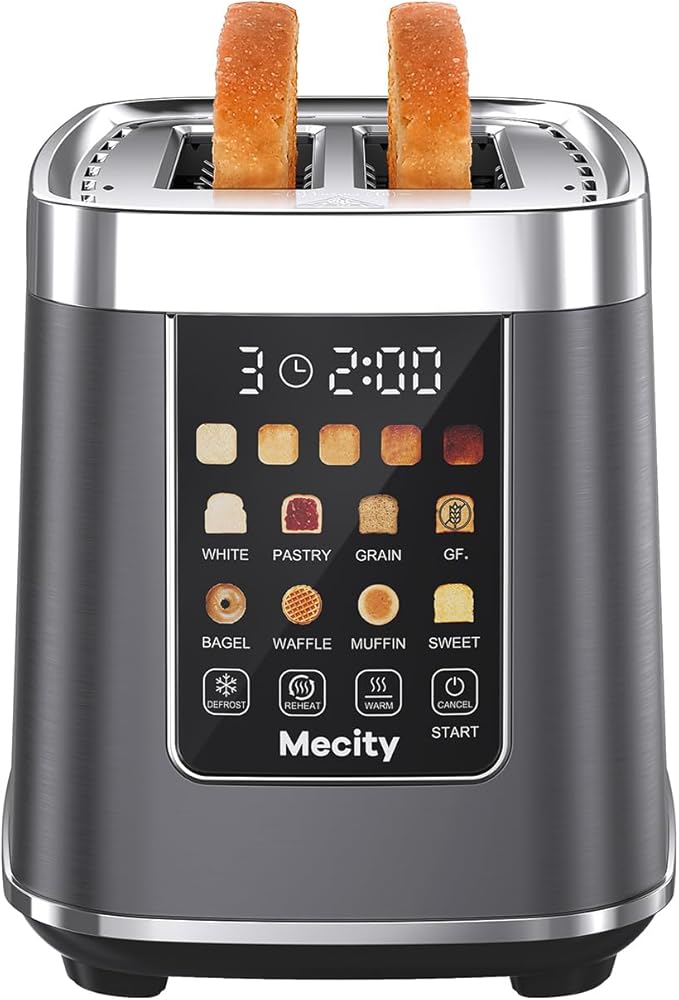 Mecity 2 Slice Toaster with Touch Screen & Auto Lift, Stainless Steel by Mecity