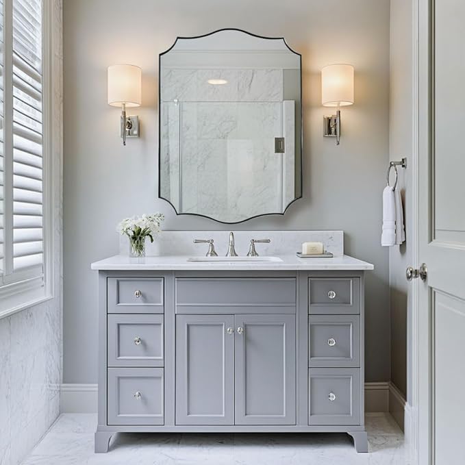 ANDY STAR Brushed Nickel Mirror, 22x30 Inch Silver Bathroom Vanity Mirror by ANDYSTAR