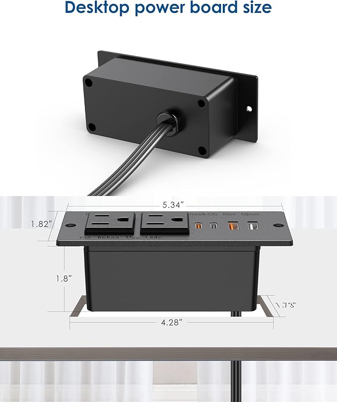 Recessed Power Strip with 30W USB C, Ultra Thin Flat Plug Power Strip, 2 - Image 7