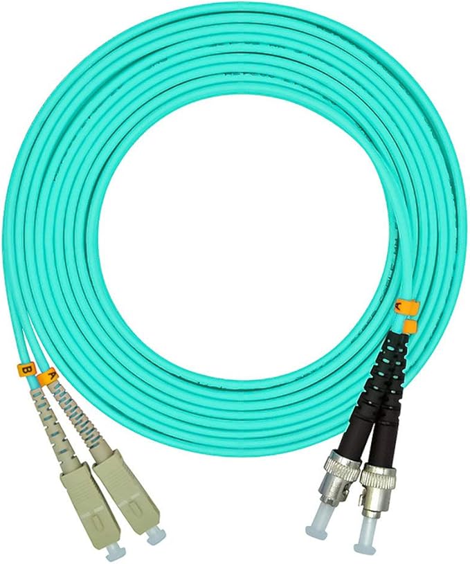 Jeirdus 1Meter 3ft SC to ST Duplex 50/125 10G OM3 Multi-Mode Fiber Optic Cable by Jeirdus
