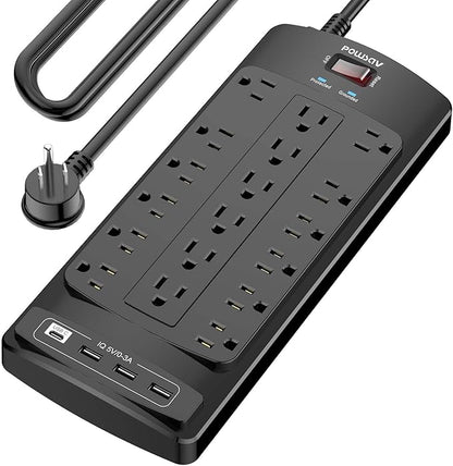 18 Outlets Surge Protector Power Strip by POWSAV