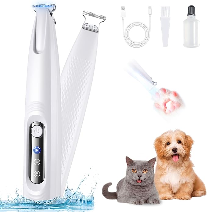 Dog Paw Trimmer with LED Light, 18mm Widen Blade, 35dB Low Noise, LED Display by Unknown