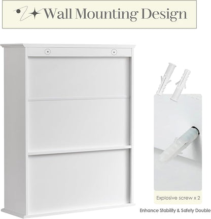 Bathroom Wall Cabinet, Over Toilet Storage Hanging Cabinet Adjustable Shelves - Image 9