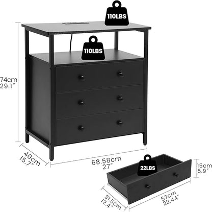 Edbuosy 3 Wooden Drawers Night Stand, 27 Inch Wide Nightstand - Image 3