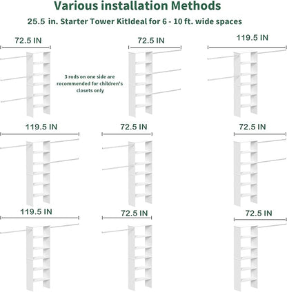 Closet System, 25.5" Wide Closet Organizer System - Image 6