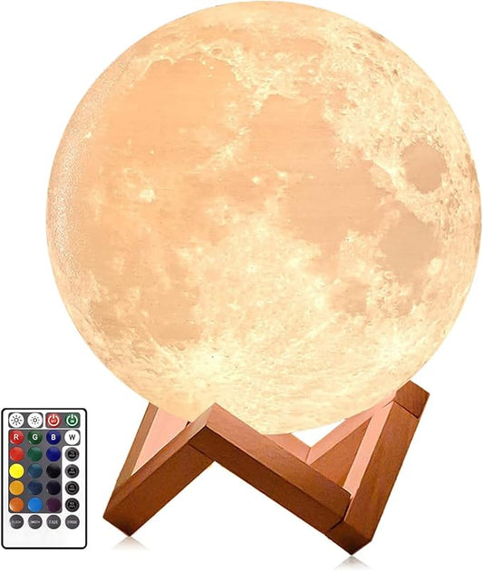 PRUGNA Moon Lamp, 1200mAh Ultra-Long Endurance Night Light, 7.1" 16 Colors LED by PRUGNA