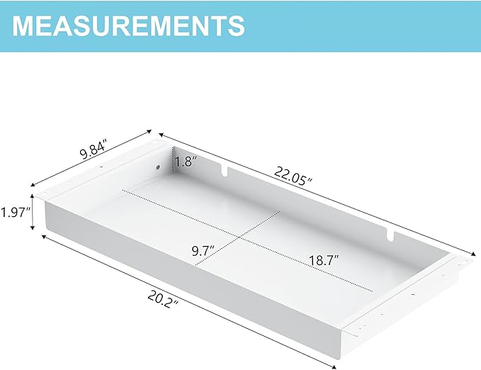 Under Desk Drawer, 20.1 inch Carbon Steel Slide-Out Under Table Storage - Image 2