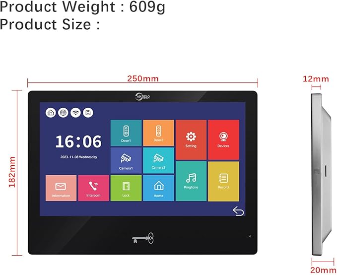 Wired Video Apartment Intercom System, Door Phone Kit, 10 Inch Touch Monitor - Image 8