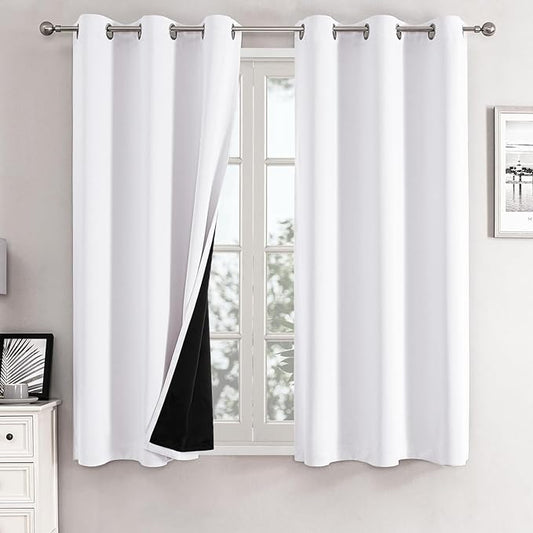 ChrisDowa White 100% Blackout Curtains by ChrisDowa