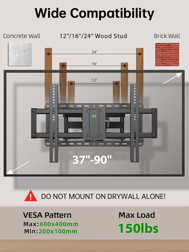 USX MOUNT UL Listed Full Motion TV Wall Mount - Image 6