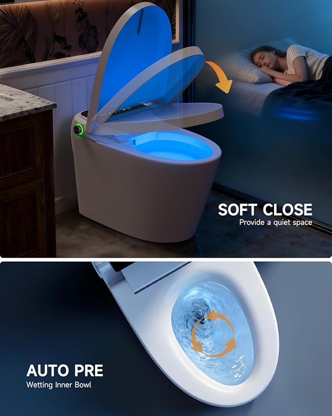 WANSID Smart Toilet with Bidet Built-in and Tankless, Auto Open/Close, Heated - Image 6