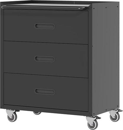 Metal Storage Cabinet with Wheels, Garage Storage Cabinet with 3 Drawers by BIZOEIRON