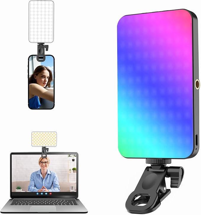 5000 mAh Portable Selfie Light for iPhone: RGB Rechargeable Phone Fill Lights by Unknown