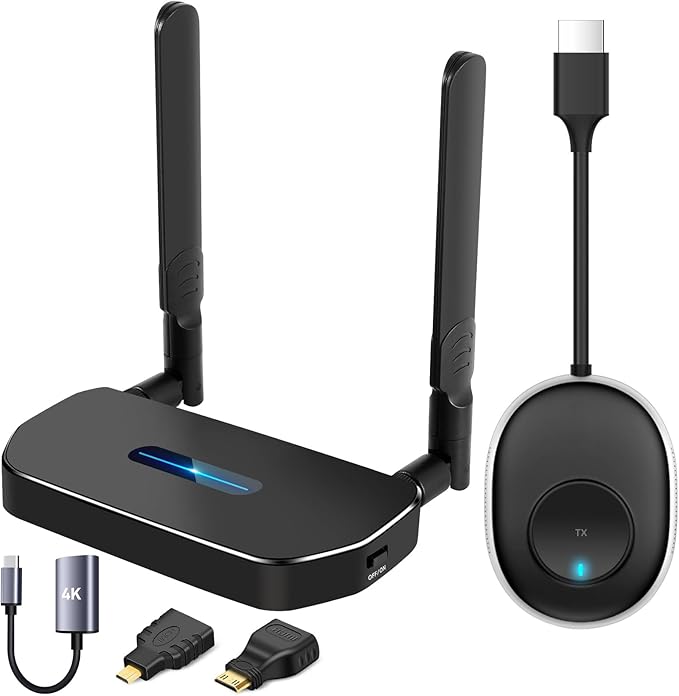 Wireless HDMI Transmitter and Receiver 4K Kit, Full HD 4K Wireless Presentation by POFAN