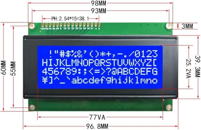 DIYmalls 2004 LCD Display Module DC 5V 20x4 White Character Blue Backlight - Image 2