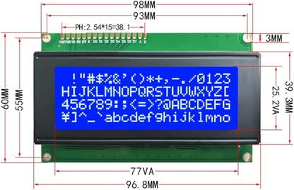 DIYmalls 2004 LCD Display Module DC 5V 20x4 White Character Blue Backlight - Image 2