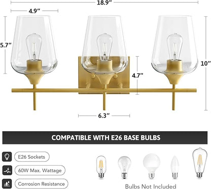 VONLUCE Bathroom Vanity Light, 3 Light Bathroom Light Fixture Over Mirror - Image 5
