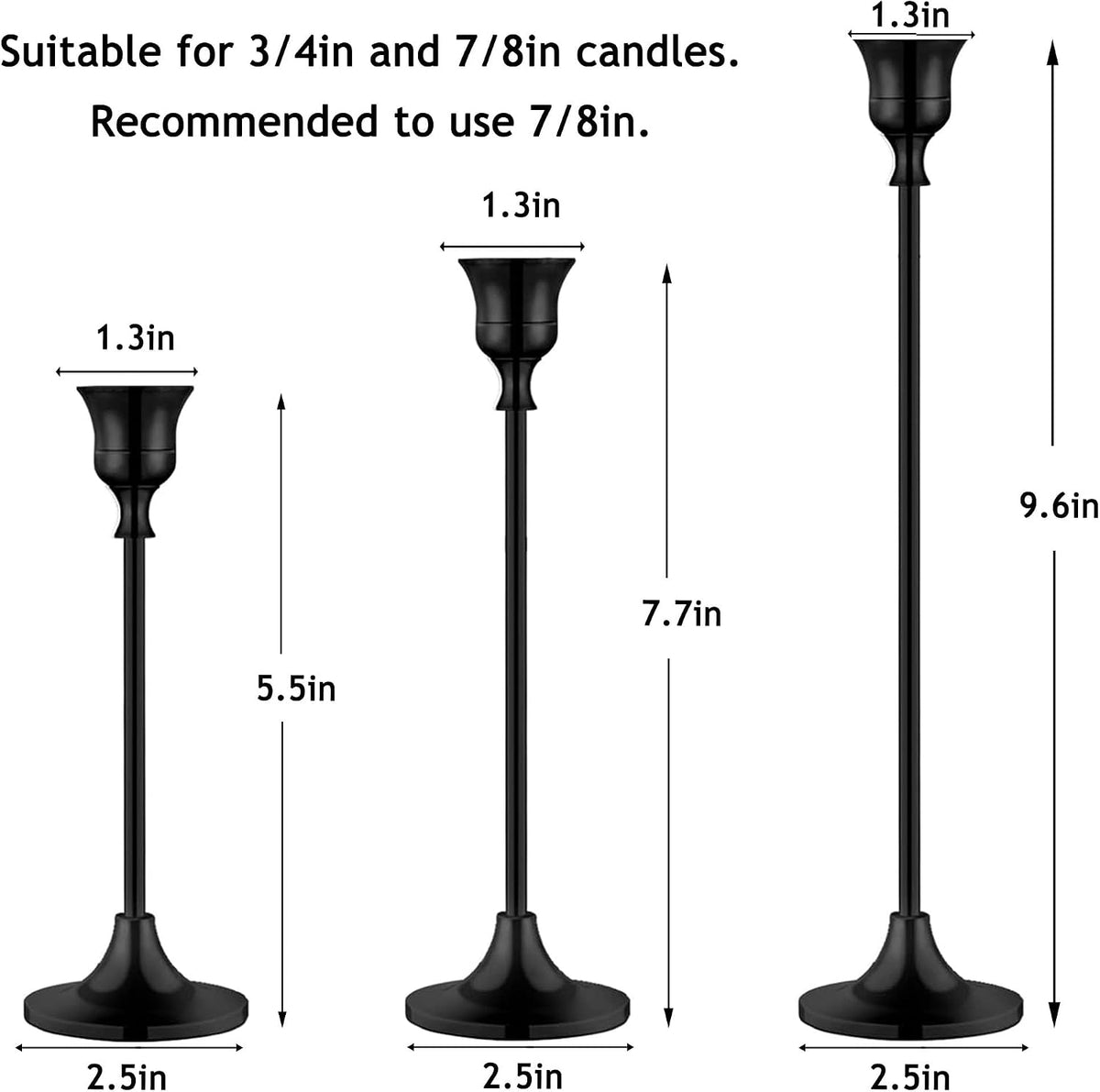 12PC Black Candlestick Holders Halloween Taper Candle Holders Fall Decor