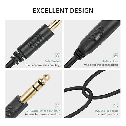 SiYear 6.35mm 1/4 inch Male Plug Stereo to 2 Dual 1/4 "TRS Female Jack - Image 6