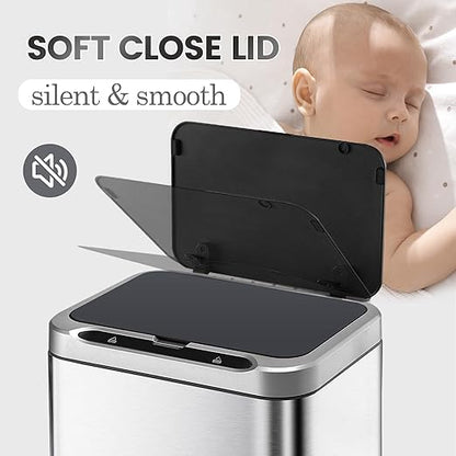 ELPHECO Stainless Steel Office Trash Can Motion Sensor Garbage Can Touchless - Image 3