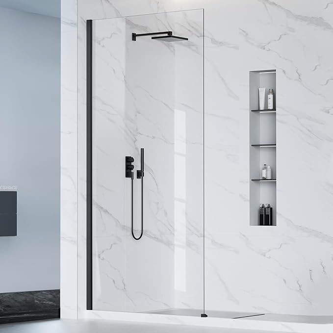 Bathbliss 36" W x 76" H Frameless Shower Glass Panel, 8mm Clear Tempered Glass by Unknown