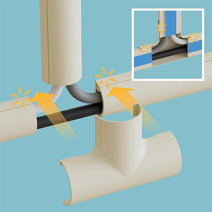 D-Line Small Cable Raceway Accessory Pack, Join 0.78in x 0.39in Cord Cover - Image 3