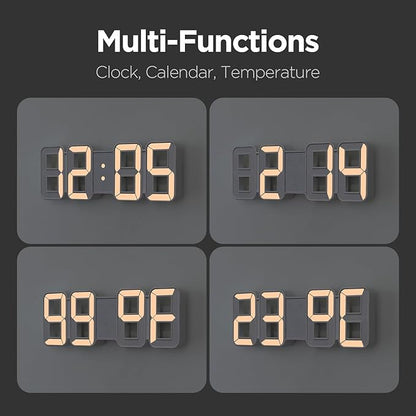 mooas 3D Pure mini White Gold LED Clock - Image 3