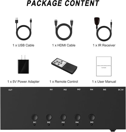5-in-1 HDMI Converter with 4k@60Hz HDMI Switch & Infrared Remote Control - Image 6