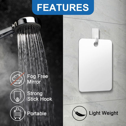Shower Mirror Fogless for Shaving 9.4"x7.4" Shatterproof Fogless Shaving Mirror Travel Makeup Mirror for Men Women – Bathroom Accessories & Wall Mount Mirror