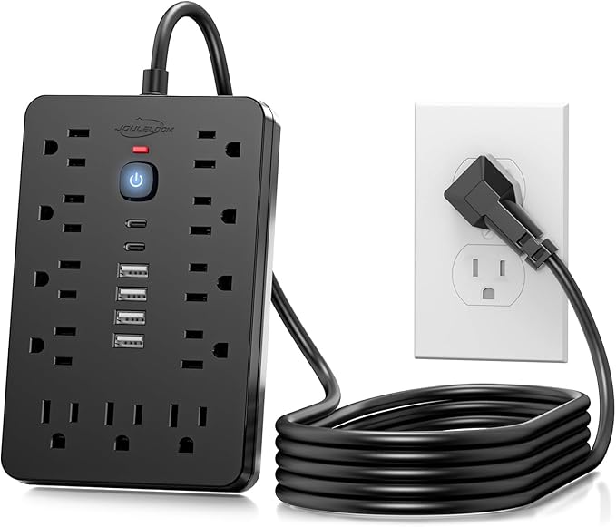 JouleLoom 20 FT Flat Plug Surge Protector Power Strip, 11 Multiple AC Outlets by JouleLoom
