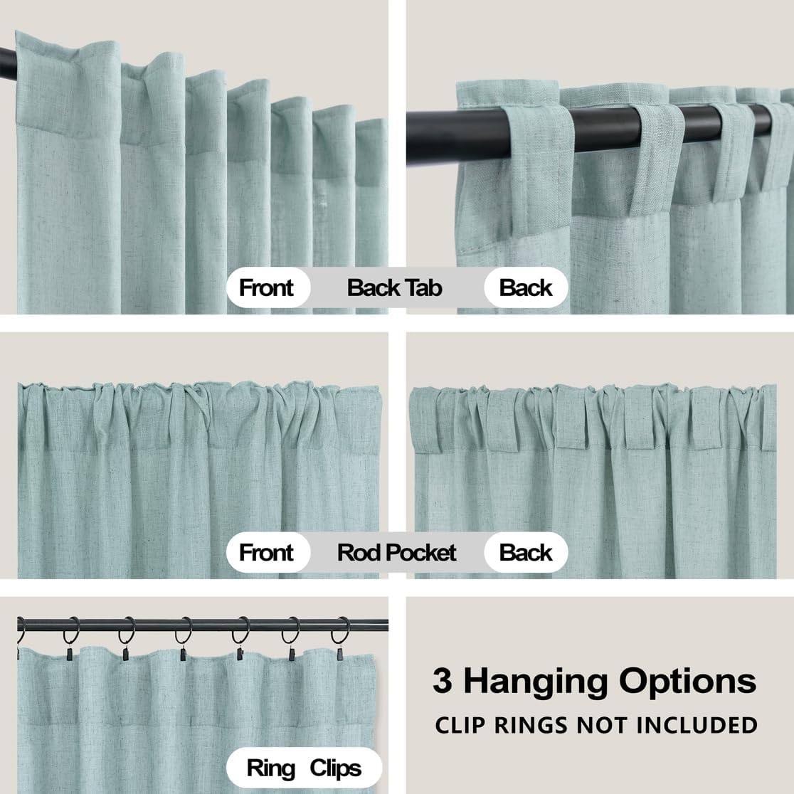 KOUFALL Baby Curtains for Nursery Boy Girl,Sheer Privacy Window Coverings,63 Inch Length,Mint Green Aqua