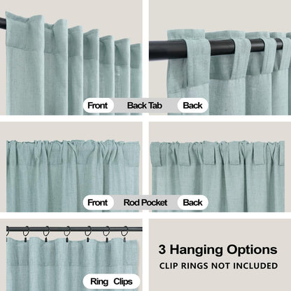 KOUFALL Baby Curtains for Nursery Boy Girl,Sheer Privacy Window Coverings,63 Inch Length,Mint Green Aqua