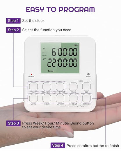 NEARPOW Digital Timer Outlet, 2 Pack Infinite Interval Repeat Cycle Timer Plug - Image 6