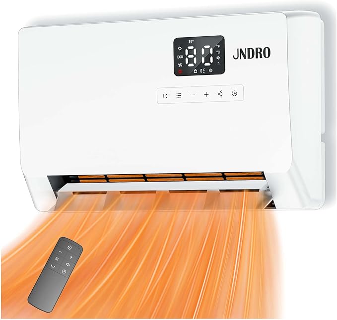 Wall-Mounted Space Heater with ECO Thermostat and Remote Control, LED Display by Unknown