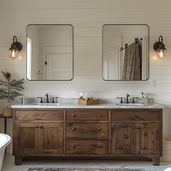 ANDY STAR Bronze Mirror for Wall, 30x36” Rounded Rectangle Bathroom Mirror - Image 2