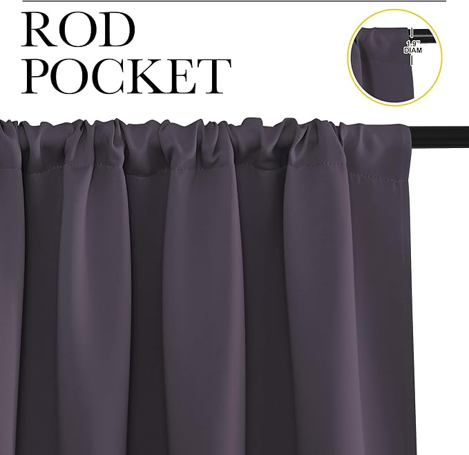 NICETOWN Blackout Curtains for Bedroom, 1 Pair, 70 by 63-inch, Window Treatment - Image 2
