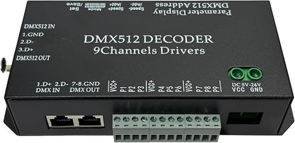 CANRIA 9 Channel DMX512 Decoder LED Controller, DC 5V-24V 5A/CH, RGB RGBW LED by CANRIA
