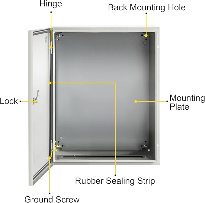 VEVOR NEMA Steel Enclosure, IP66 Waterproof & Dustproof, Outdoor/Indoor - Image 9