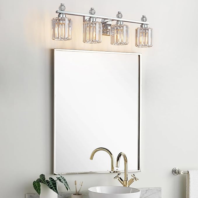 FDPBY Bathroom Vanity Lights 4-Light Chrome Modern Crystal Vanity Light - Image 7