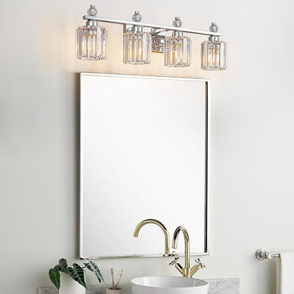 FDPBY Bathroom Vanity Lights 4-Light Chrome Modern Crystal Vanity Light - Image 7