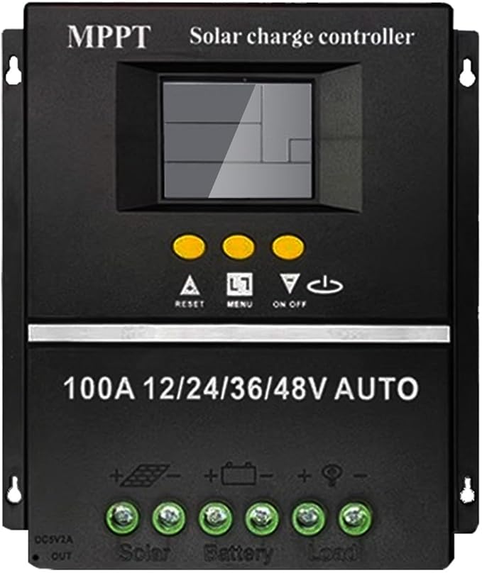Saooer 100A MPPT Solar Charge Controller, 12/24/36/48V, LCD Display, Dual USB by SAOOER