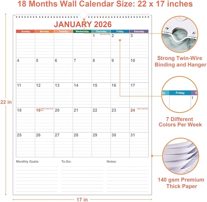 Large Calendar 2026 with Spiral Bound - Image 2