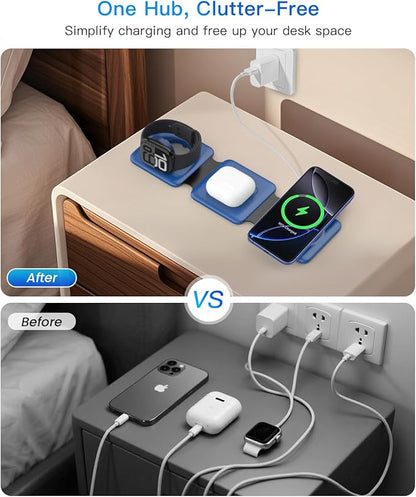 Iseyyox Charging Station for Apple Devices - 3 in 1 Magnetic Foldable Wireless - Image 6