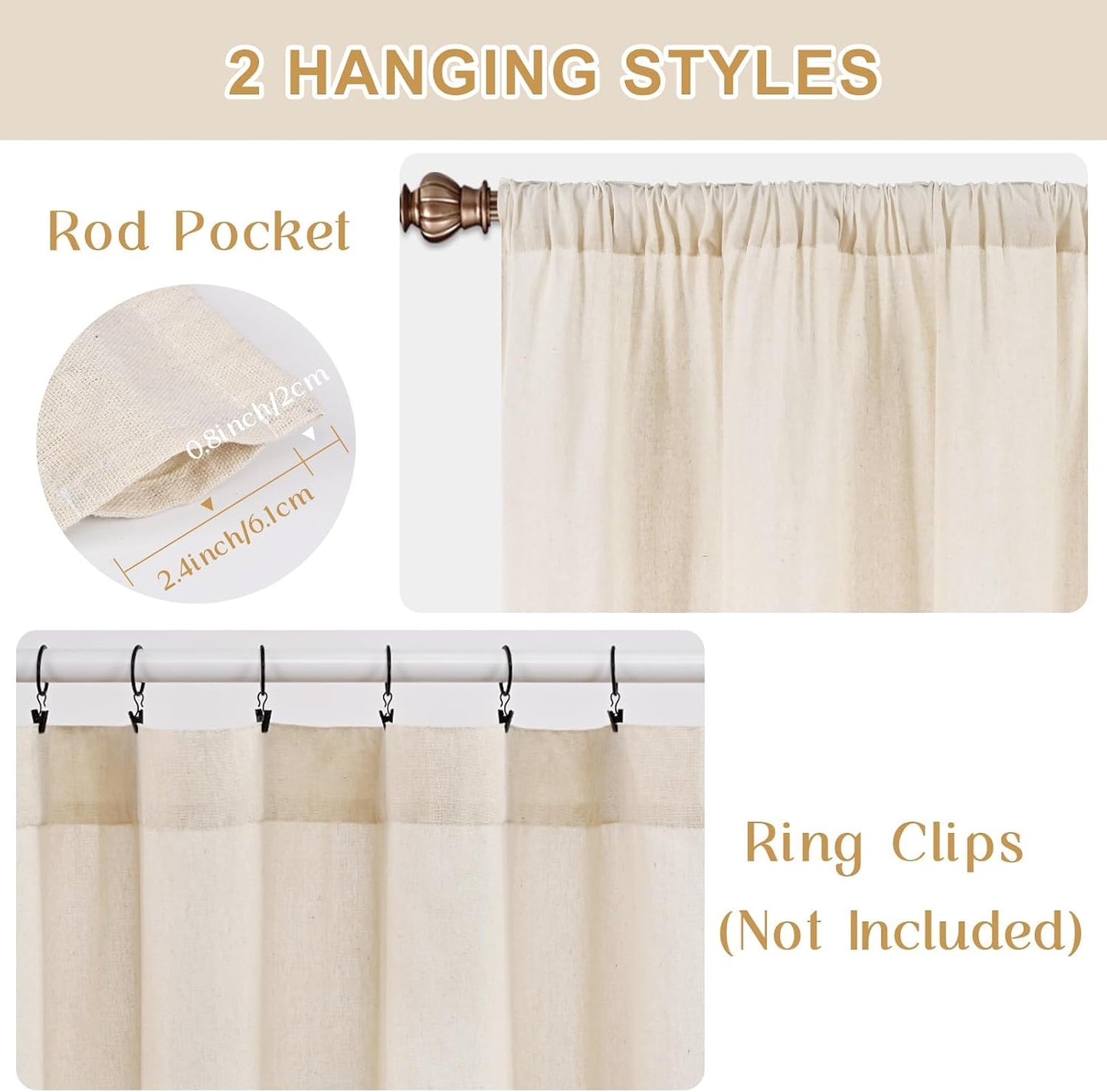BLEUM CADE Farmhouse Valances for Windows, Cotton Linen Kitchen Curtains Valance, Boho Small Window Curtains for Kitchen, Bathroom, Cafe, Green Stripe Valance with Rustic Buttons, 52 x 18 Inch