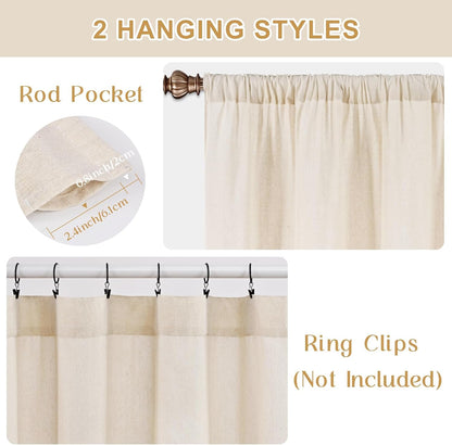 BLEUM CADE Farmhouse Valances for Windows, Cotton Linen Kitchen Curtains Valance, Boho Small Window Curtains for Kitchen, Bathroom, Cafe, Green Stripe Valance with Rustic Buttons, 52 x 18 Inch