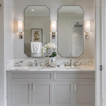ANDY STAR 24"x48" Large Bathroom Mirror, Chrome Scalloped Wall Mirror, Polished - Image 3