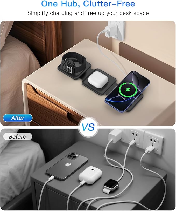 Magnetic Wireless Charger for iPhone: Fodable 3 in 1 Charging Station for - Image 6
