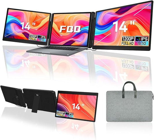 14" Laptop Screen Extender, FHD 1200P IPS Dual/Triple Portable Monitor by FQQ