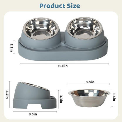 SAROSORA Cat Feeder Stainless Steel Bowl, Pet Food and Water Bowl Dishes - Image 2